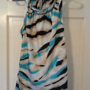 New Directions Turquoise and Black Sleeveless Top
